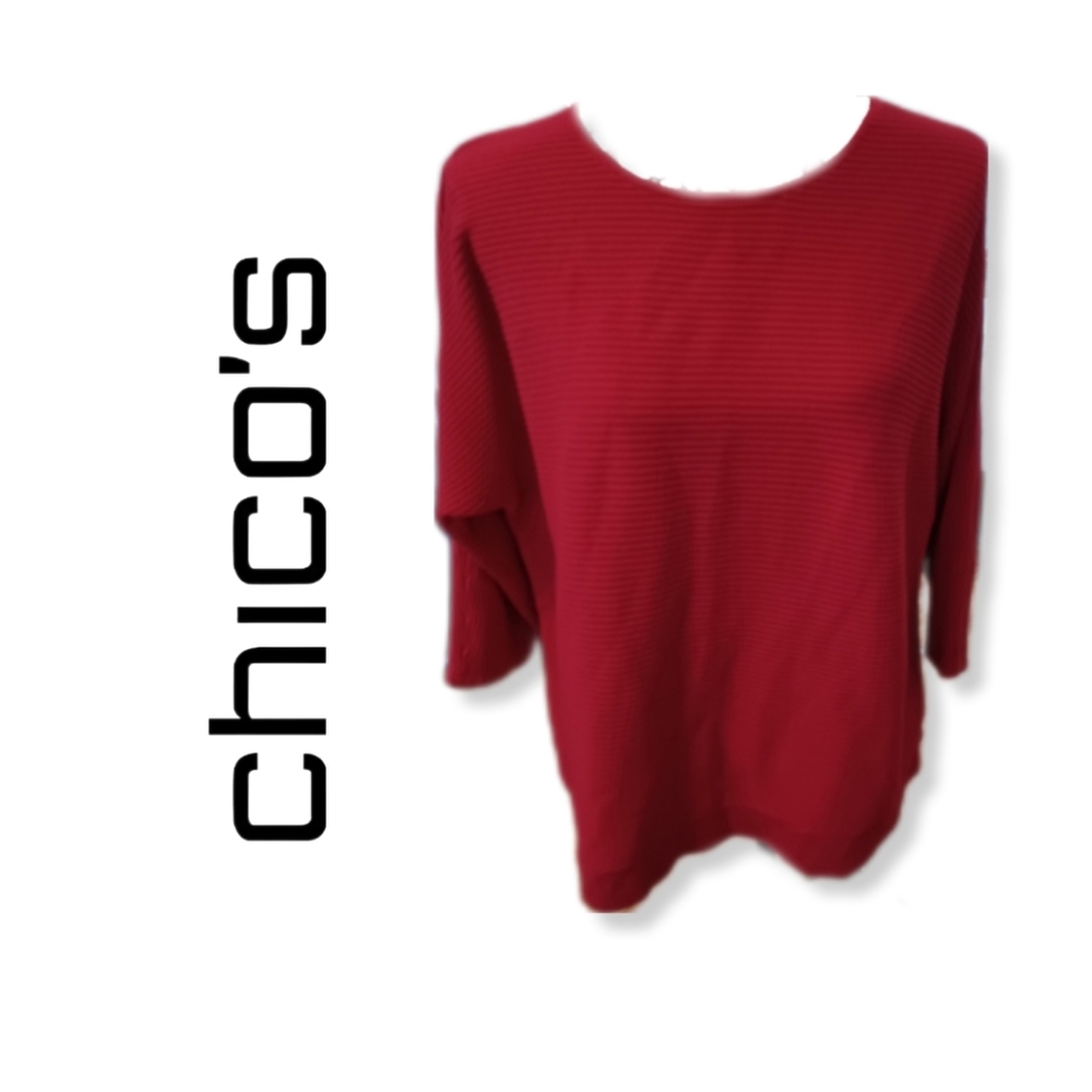Chico's Women's Red Oversized Ribbed Knit Sweater - image 1